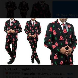 Bravemen Ugly Christmas suit with tie 44R x 38W